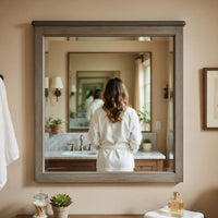 Cadie Dresser Mirror, Planked Top Rail, Antique Gray & Coffee Brown 38x42 - BM351962