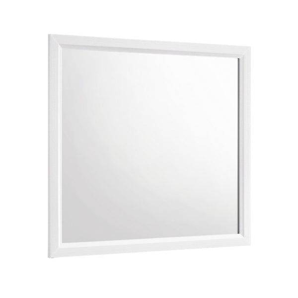 Ameya Dresser Mirror, Framed Design, Printed White Wood Grain, 36x39 - BM351963