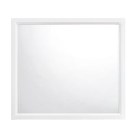Ameya Dresser Mirror, Framed Design, Printed White Wood Grain, 36x39 - BM351963
