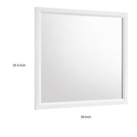 Ameya Dresser Mirror, Framed Design, Printed White Wood Grain, 36x39 - BM351963