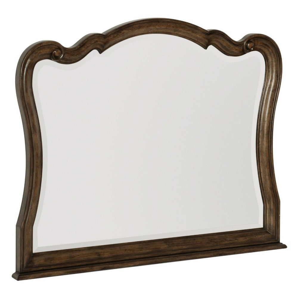 Deborah Dresser Mirror, Arched Frame w Routed Edges, Oak Brown 40x48 - BM351964