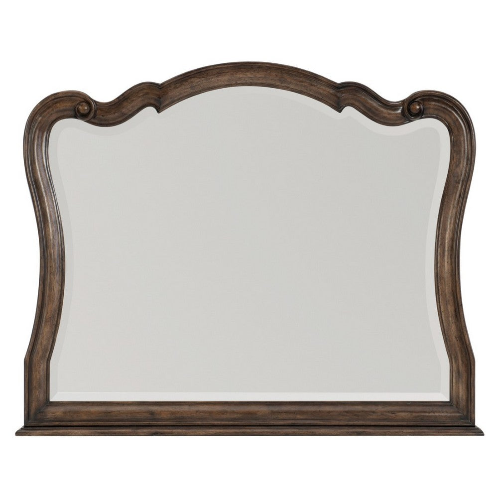 Deborah Dresser Mirror, Arched Frame w Routed Edges, Oak Brown 40x48 - BM351964