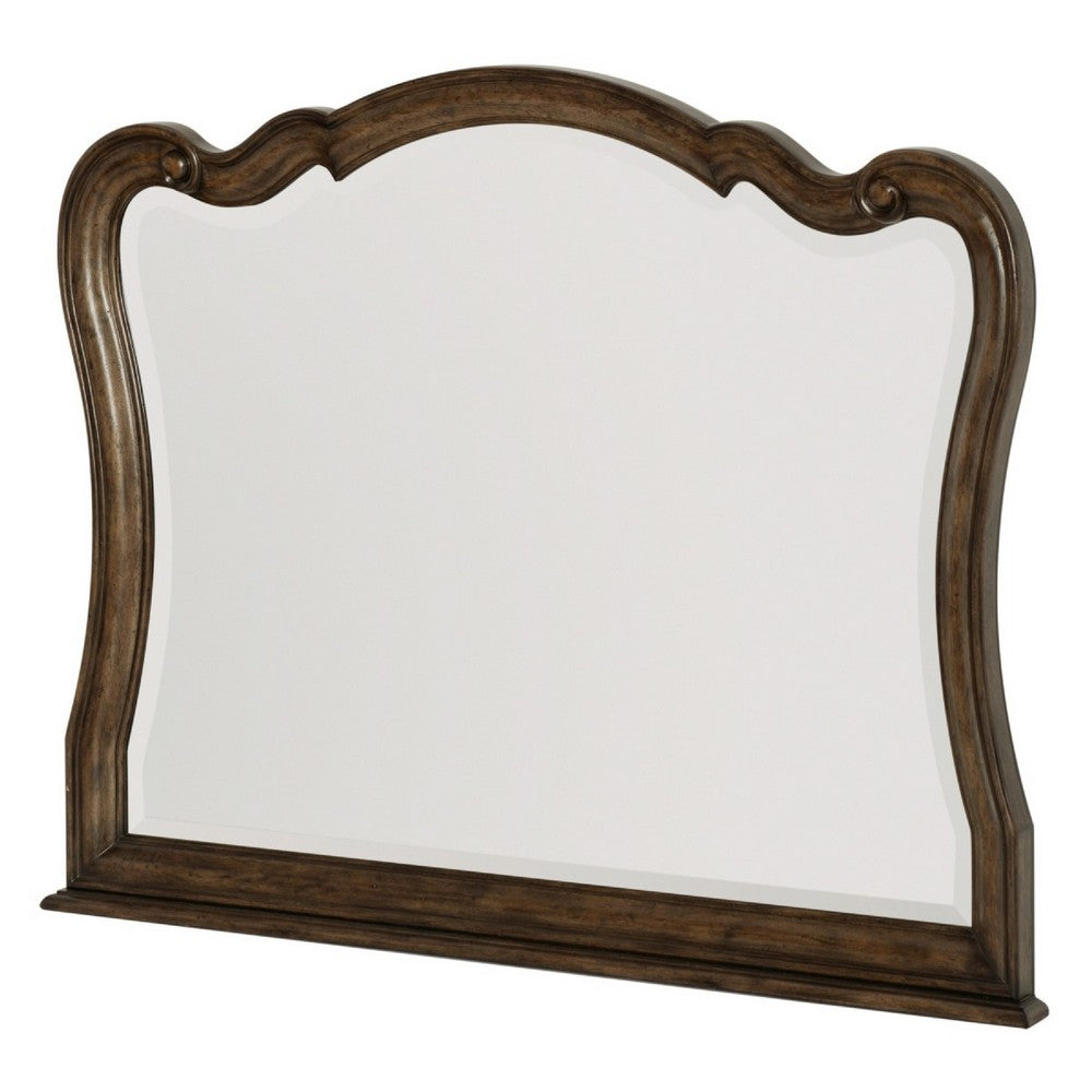 Deborah Dresser Mirror, Arched Frame w Routed Edges, Oak Brown 40x48 - BM351964