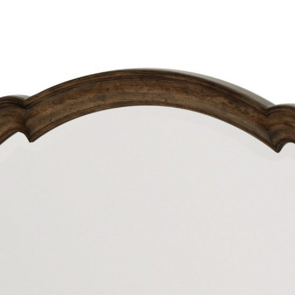 Deborah Dresser Mirror, Arched Frame w Routed Edges, Oak Brown 40x48 - BM351964