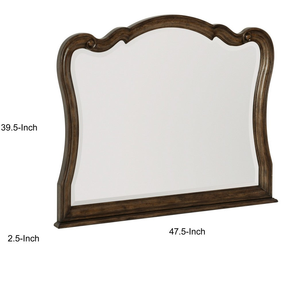 Deborah Dresser Mirror, Arched Frame w Routed Edges, Oak Brown 40x48 - BM351964