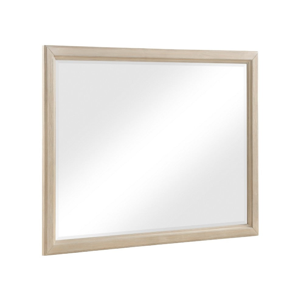 Hadly Dresser Mirror, Framed Design, Farmhouse Style, Beige Wood 38x51 - BM351965