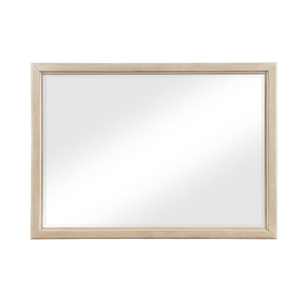 Hadly Dresser Mirror, Framed Design, Farmhouse Style, Beige Wood 38x51 - BM351965