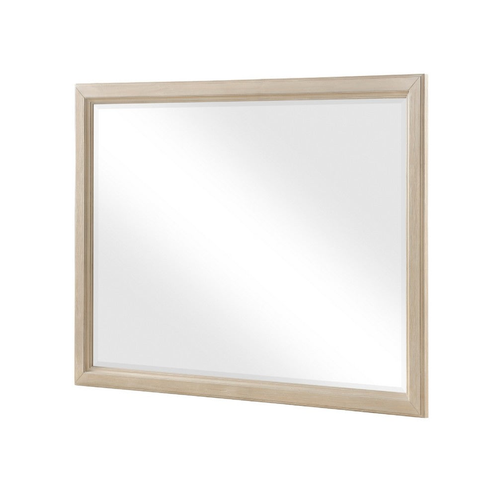 Hadly Dresser Mirror, Framed Design, Farmhouse Style, Beige Wood 38x51 - BM351965