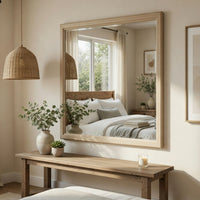 Hadly Dresser Mirror, Framed Design, Farmhouse Style, Beige Wood 38x51 - BM351965