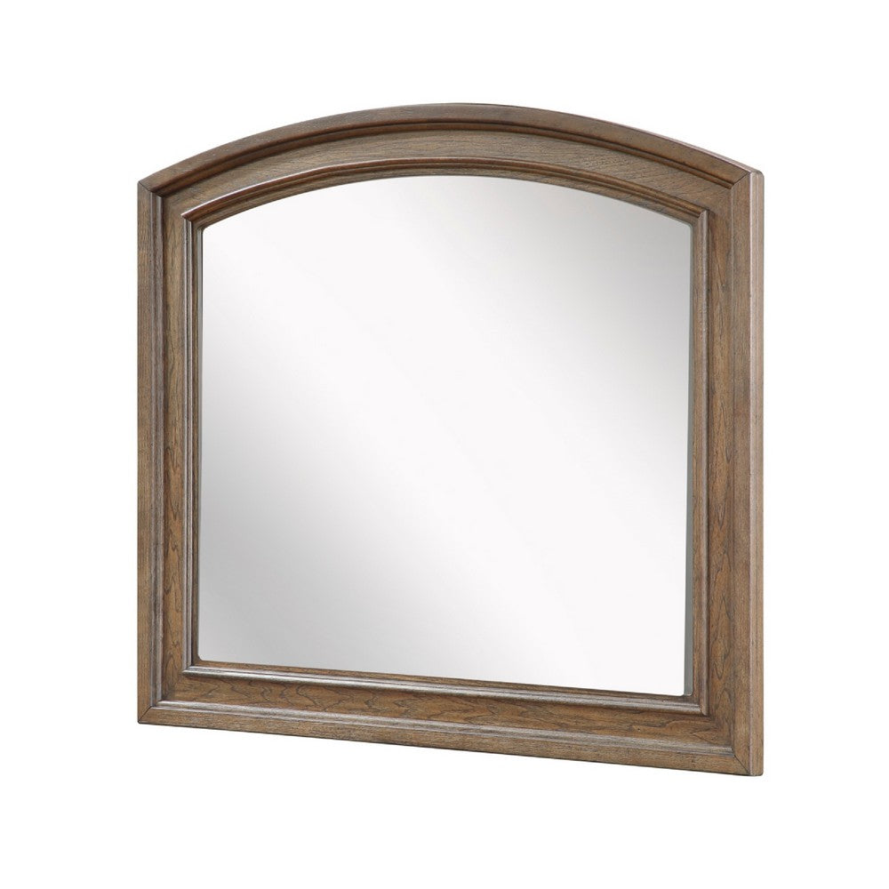 Bely Arched Dresser Mirror, Picture Frame Molding, Antique Brown 37x42 - BM351966