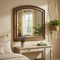 Bely Arched Dresser Mirror, Picture Frame Molding, Antique Brown 37x42 - BM351966