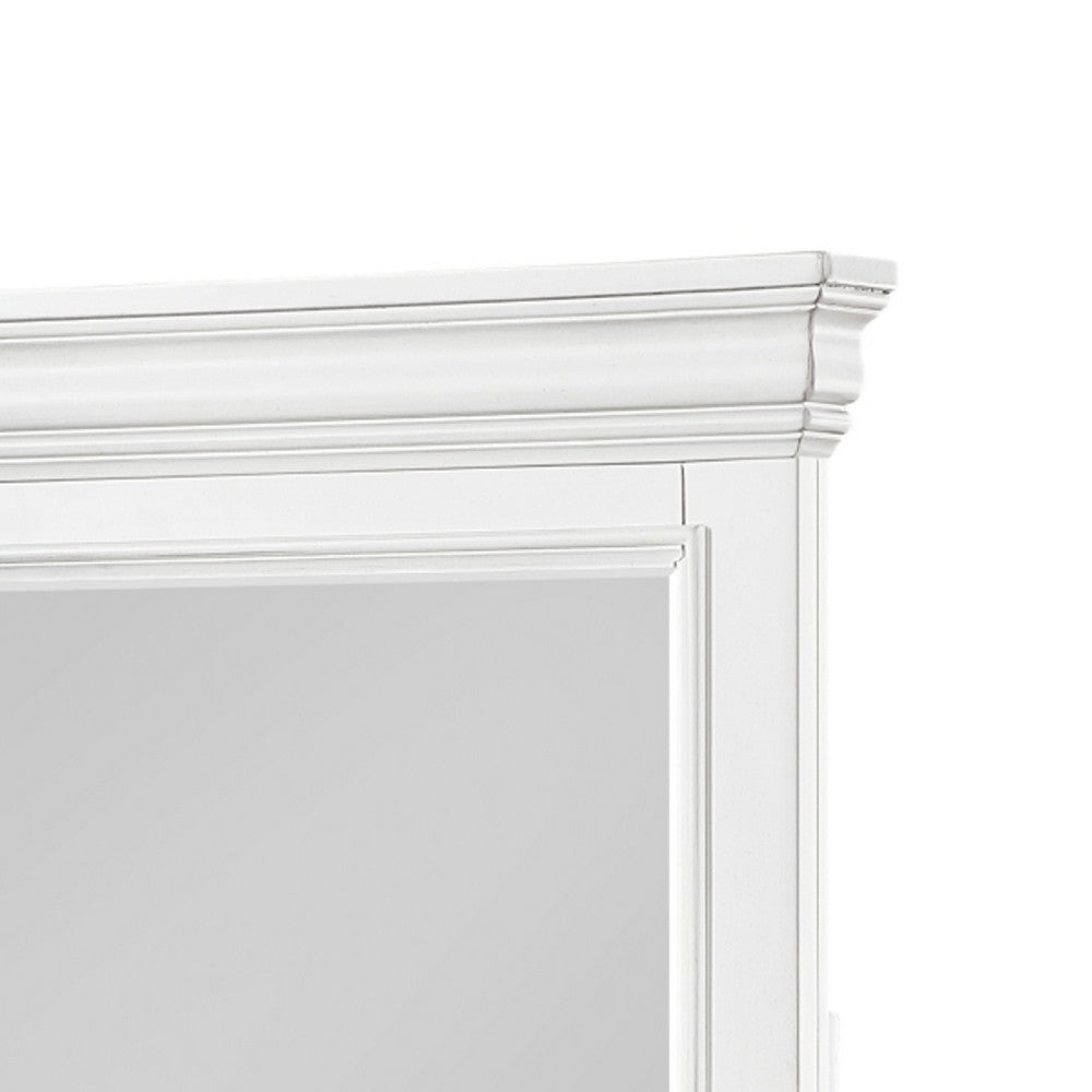 Jena Dresser Mirror, Crown Molded Frame, White Wood, 36x38 Rectangular - BM351967