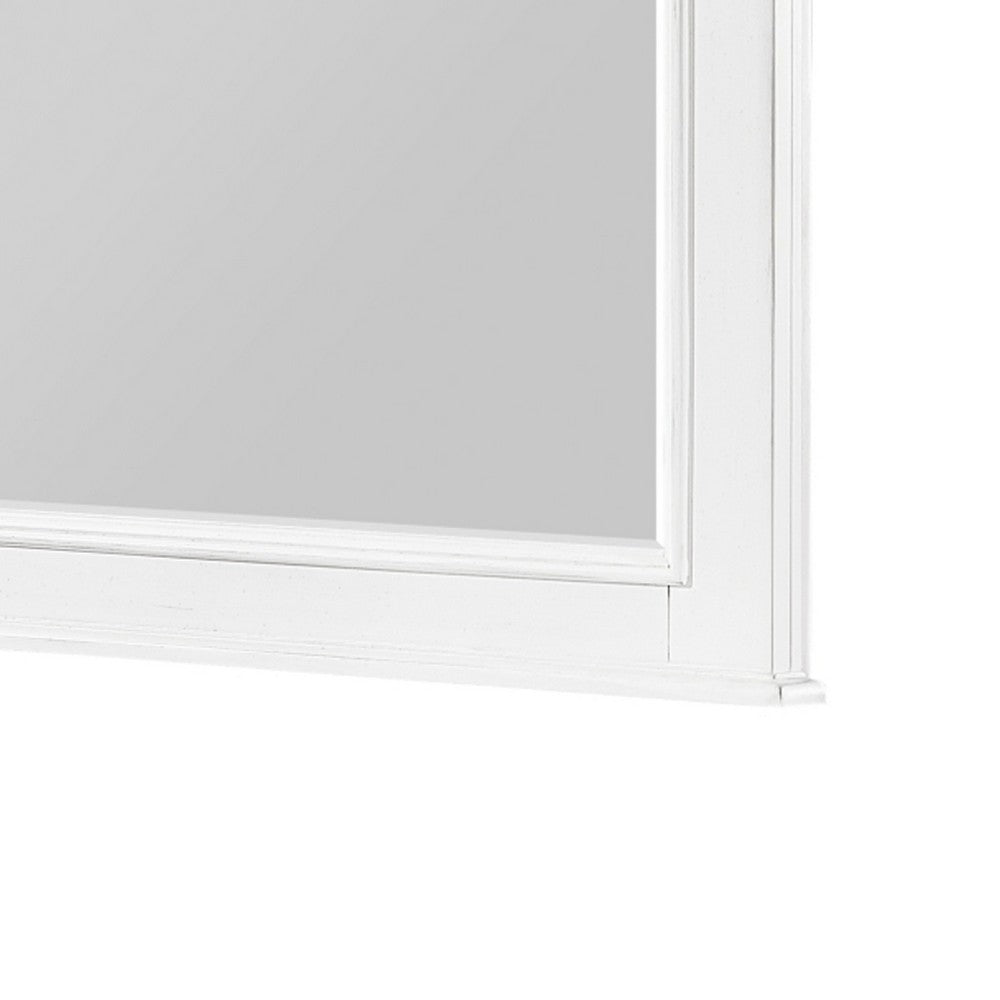 Jena Dresser Mirror, Crown Molded Frame, White Wood, 36x38 Rectangular - BM351967