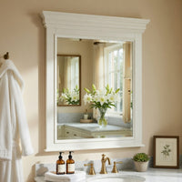Jena Dresser Mirror, Crown Molded Frame, White Wood, 36x38 Rectangular - BM351967