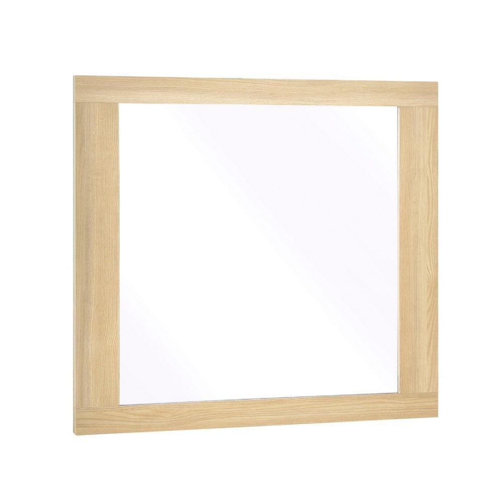 Kery Dresser Mirror, Rectangular Frame, Natural Brown Wood, 37x41 - BM351968