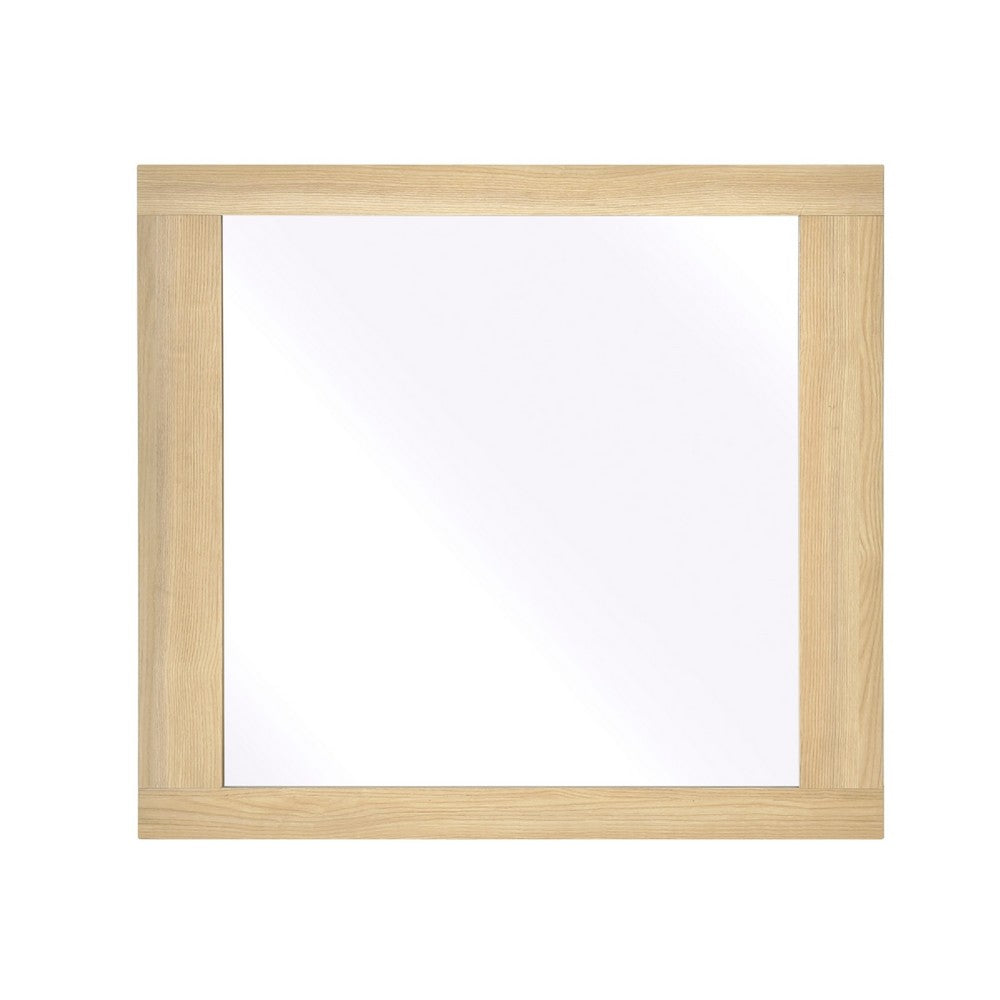 Kery Dresser Mirror, Rectangular Frame, Natural Brown Wood, 37x41 - BM351968