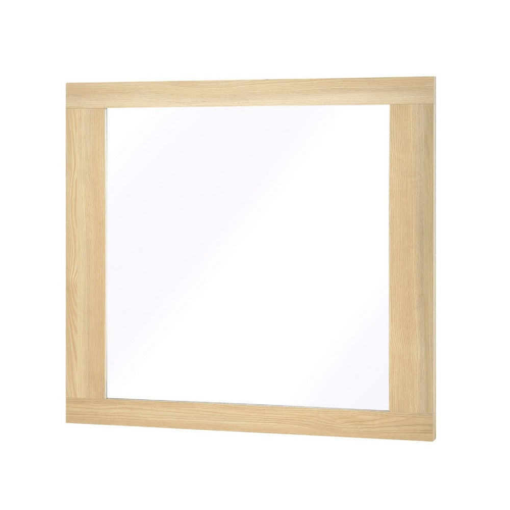 Kery Dresser Mirror, Rectangular Frame, Natural Brown Wood, 37x41 - BM351968