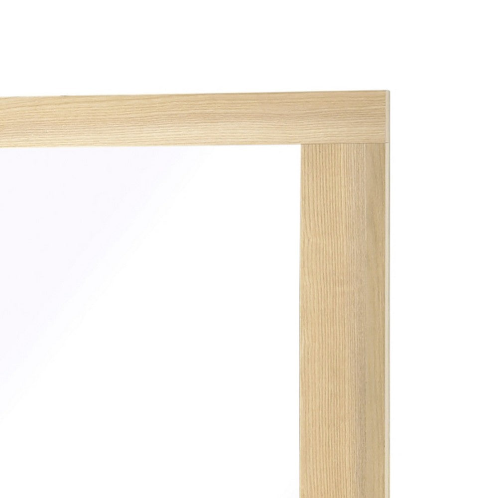 Kery Dresser Mirror, Rectangular Frame, Natural Brown Wood, 37x41 - BM351968