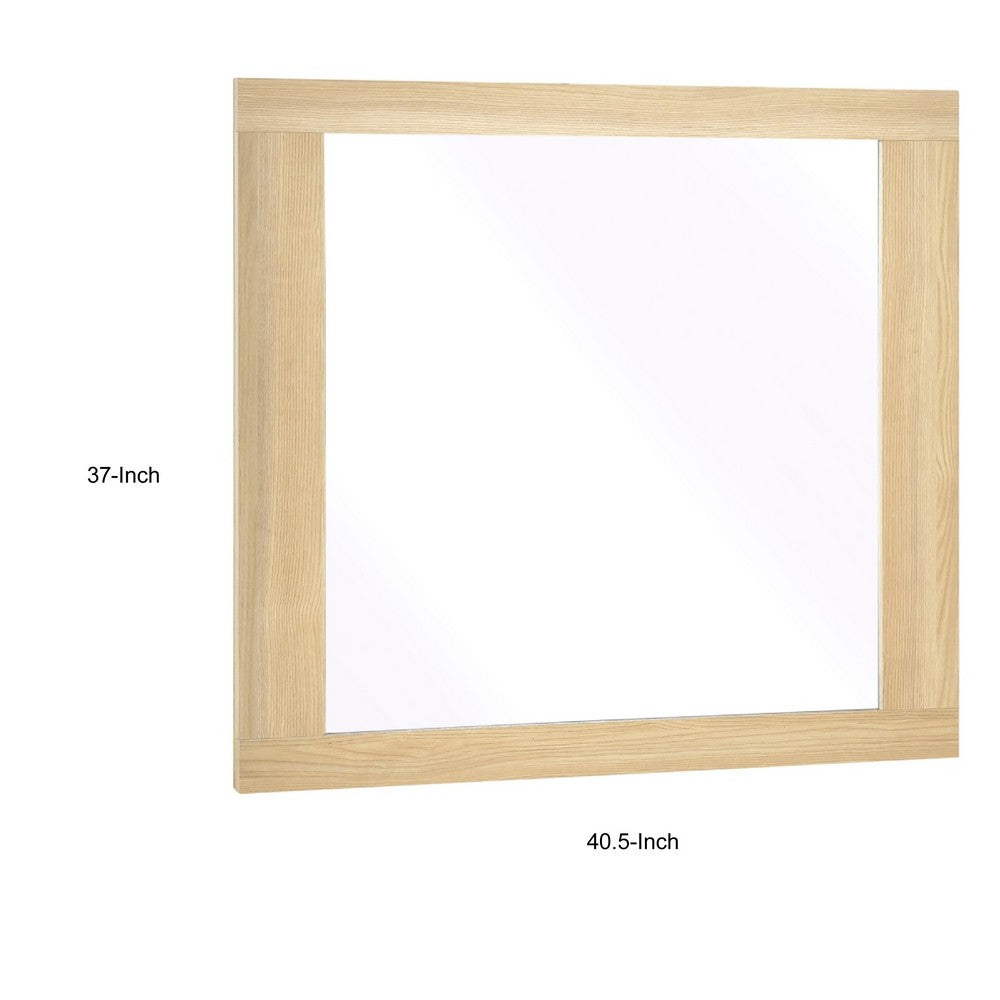 Kery Dresser Mirror, Rectangular Frame, Natural Brown Wood, 37x41 - BM351968