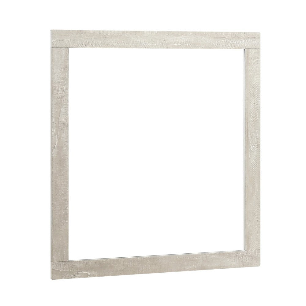 Asmi Dresser Mirror, Framed Design, Dusty Oak Gray Wood, Modern 37x39 - BM351969