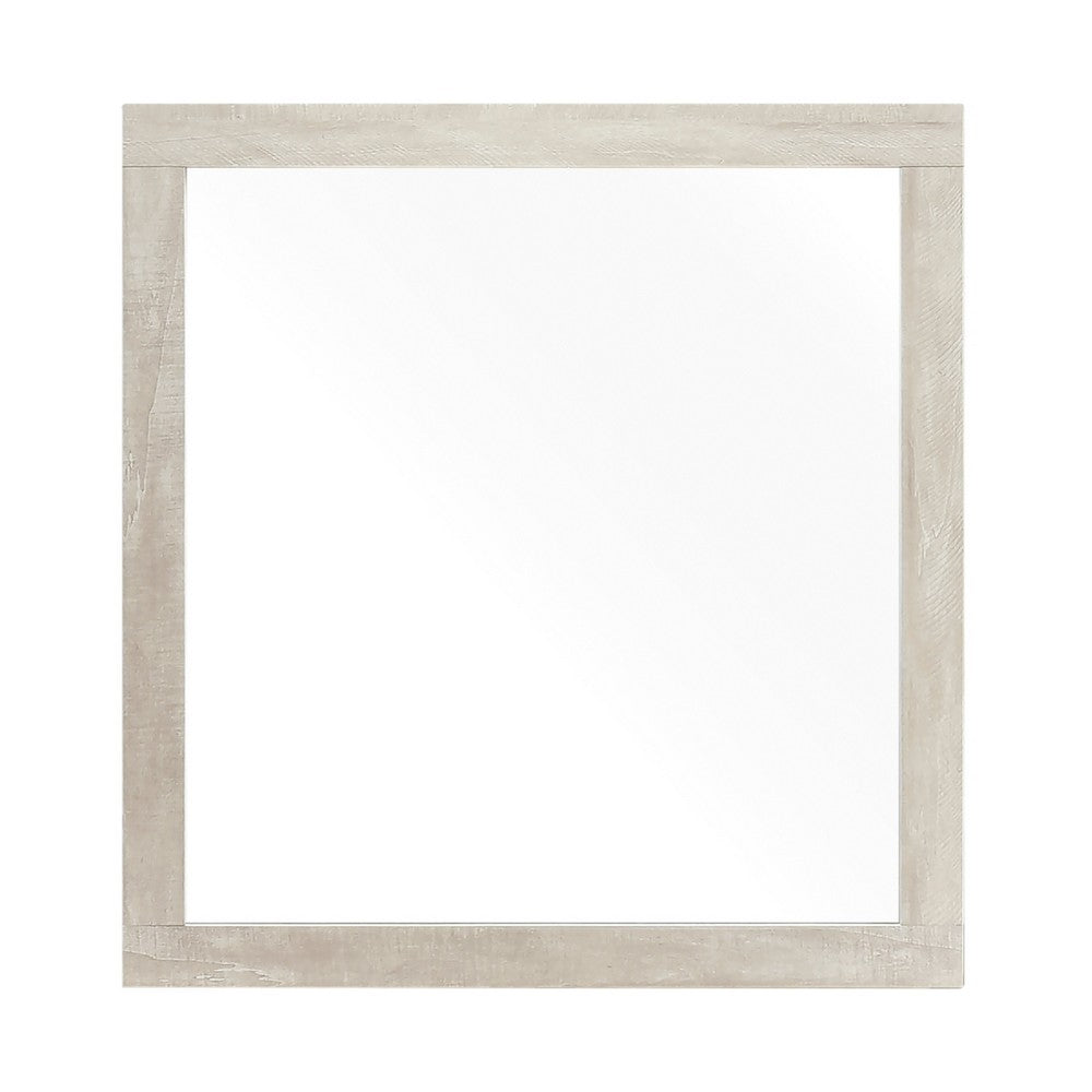 Asmi Dresser Mirror, Framed Design, Dusty Oak Gray Wood, Modern 37x39 - BM351969
