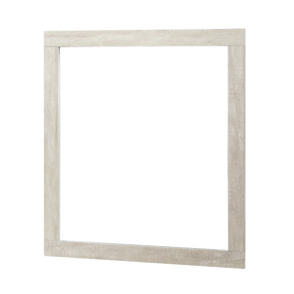 Asmi Dresser Mirror, Framed Design, Dusty Oak Gray Wood, Modern 37x39 - BM351969