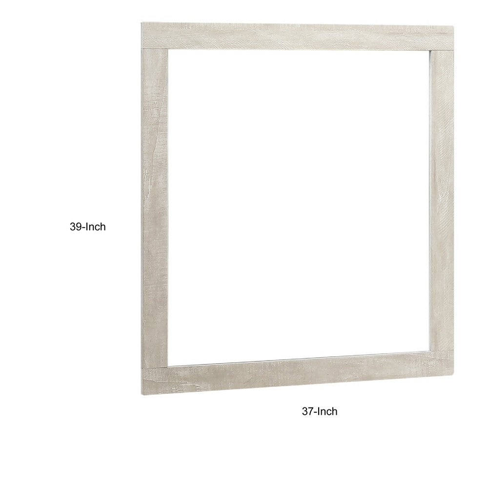 Asmi Dresser Mirror, Framed Design, Dusty Oak Gray Wood, Modern 37x39 - BM351969