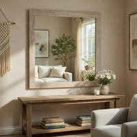 Asmi Dresser Mirror, Framed Design, Dusty Oak Gray Wood, Modern 37x39 - BM351969