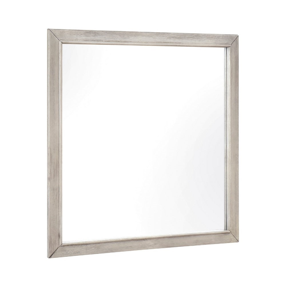 Evy Dresser Mirror, Framed Design, Rustic Gray Wood, 38x38 Square - BM351970
