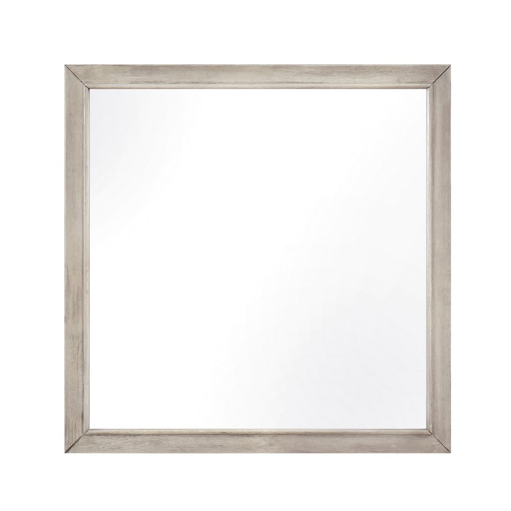 Evy Dresser Mirror, Framed Design, Rustic Gray Wood, 38x38 Square - BM351970