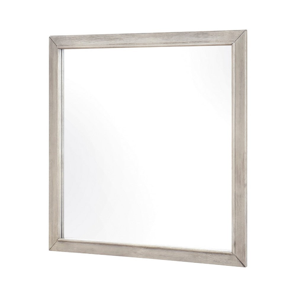 Evy Dresser Mirror, Framed Design, Rustic Gray Wood, 38x38 Square - BM351970