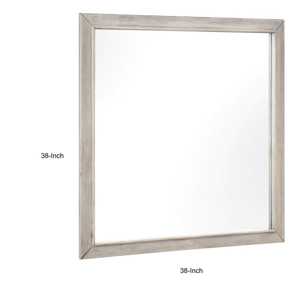 Evy Dresser Mirror, Framed Design, Rustic Gray Wood, 38x38 Square - BM351970