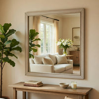 Evy Dresser Mirror, Framed Design, Rustic Gray Wood, 38x38 Square - BM351970