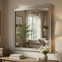 Evy Dresser Mirror, Framed Design, Rustic Gray Wood, 38x38 Square - BM351970