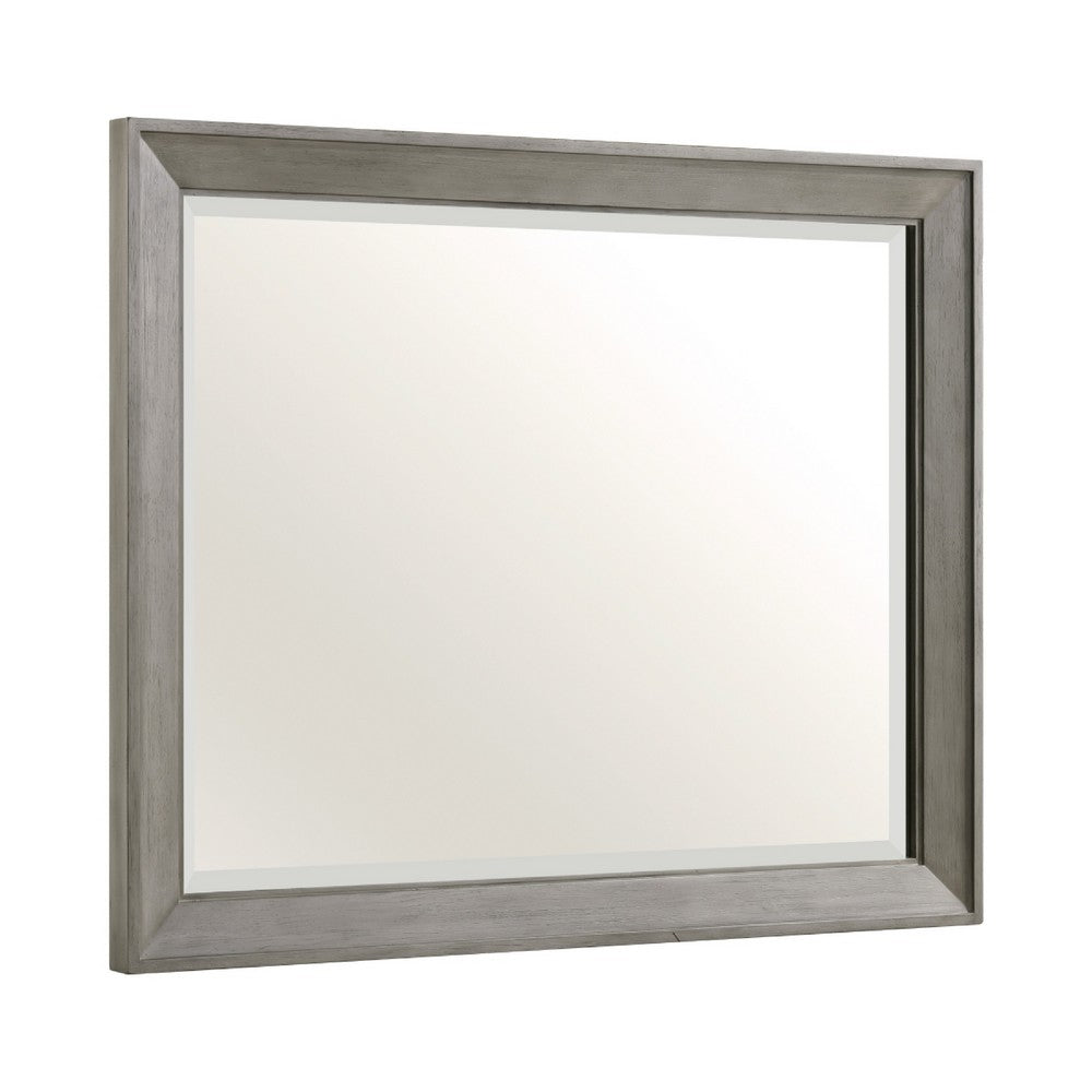 Rimy Dresser Mirror | Framed Antique Gray Wood | Transitional Style 38x47 - BM351971