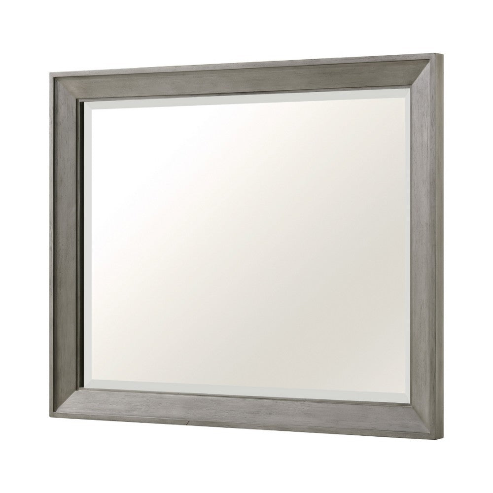 Rimy Dresser Mirror | Framed Antique Gray Wood | Transitional Style 38x47 - BM351971