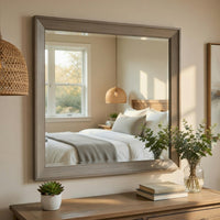Rimy Dresser Mirror | Framed Antique Gray Wood | Transitional Style 38x47 - BM351971