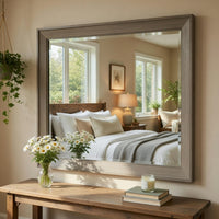 Rimy Dresser Mirror | Framed Antique Gray Wood | Transitional Style 38x47 - BM351971