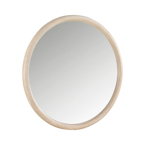Maty Dresser Mirror, 38x38 Slim Round Design, Light Oak Brown Wood - BM351972