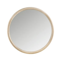 Maty Dresser Mirror, 38x38 Slim Round Design, Light Oak Brown Wood - BM351972
