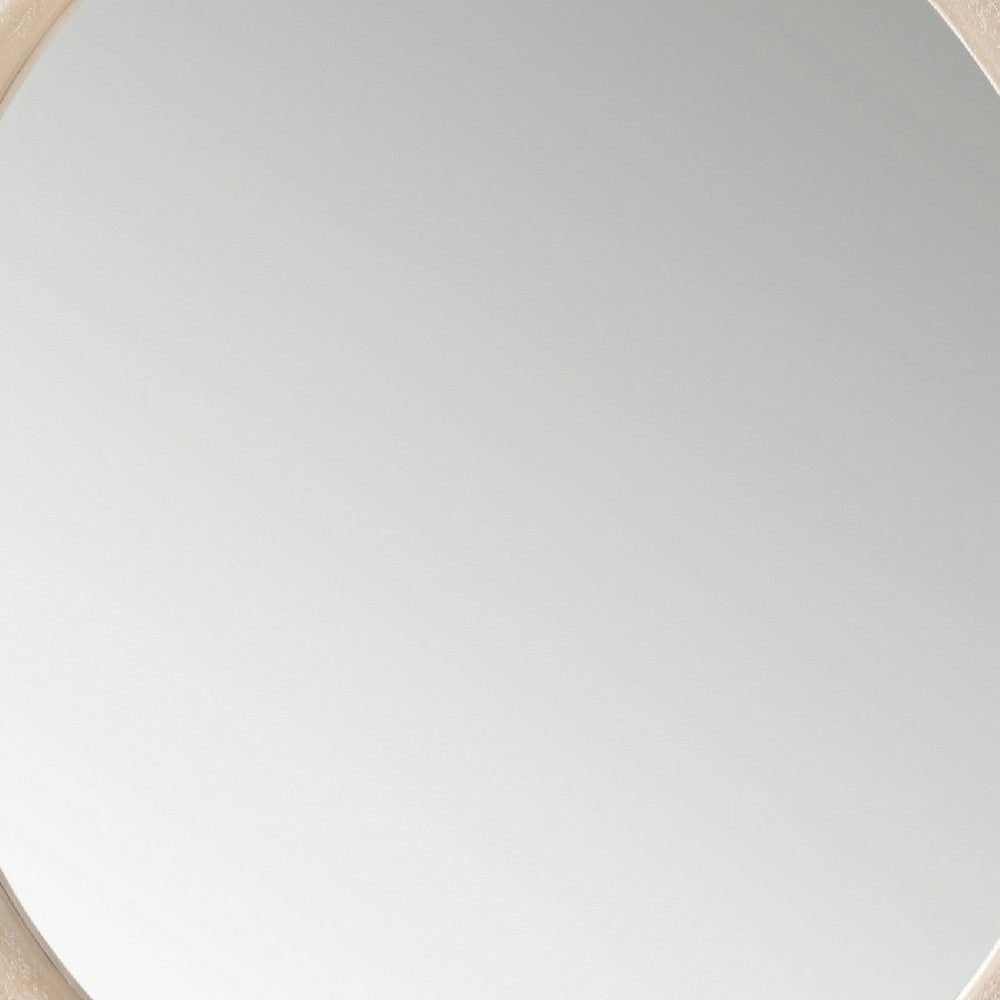 Maty Dresser Mirror, 38x38 Slim Round Design, Light Oak Brown Wood - BM351972