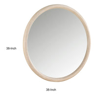 Maty Dresser Mirror, 38x38 Slim Round Design, Light Oak Brown Wood - BM351972