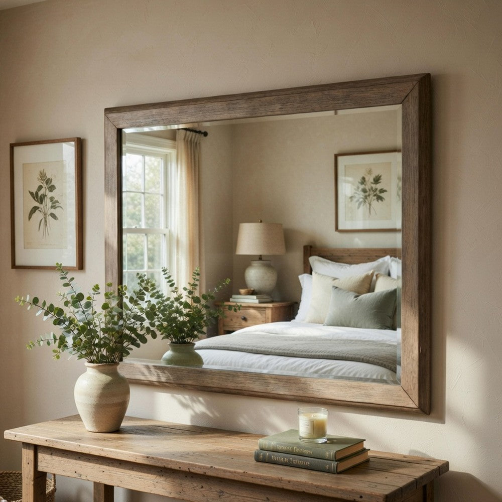 Cely Dresser Mirror, 36x52 Picture Frame Molding, Rustic Oak Gray Wood - BM351973