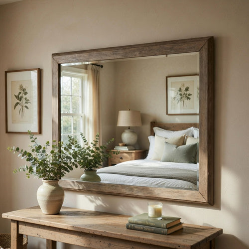 Cely Dresser Mirror, 36x52 Picture Frame Molding, Rustic Oak Gray Wood - BM351973