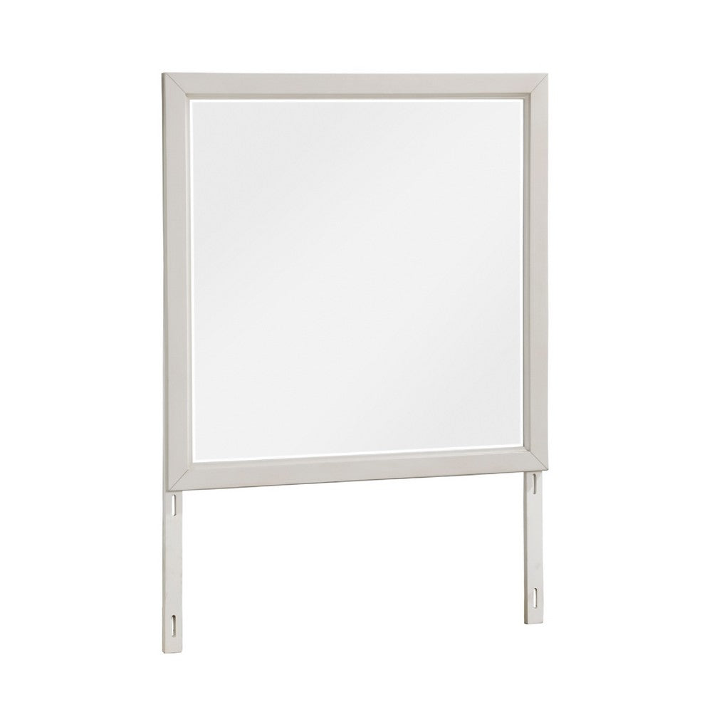 Flo 38x38 Square Dresser Mirror, Picture Frame Molding, Antique White - BM351974