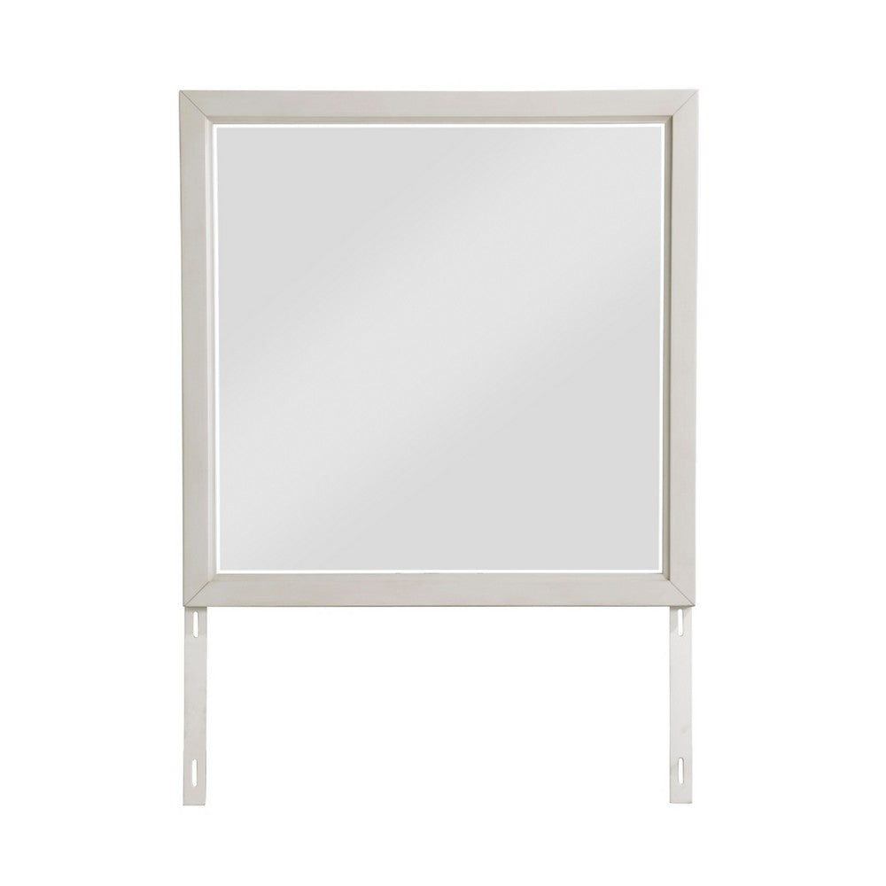 Flo 38x38 Square Dresser Mirror, Picture Frame Molding, Antique White - BM351974