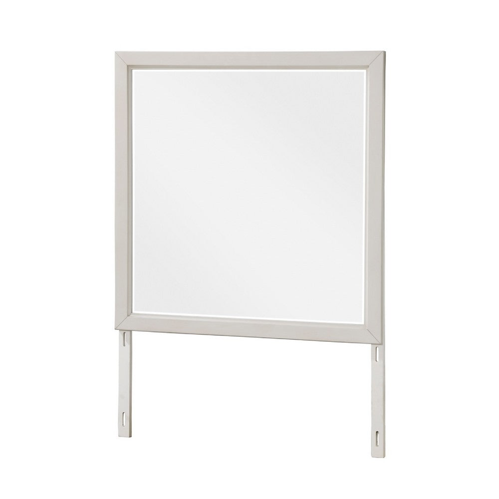 Flo 38x38 Square Dresser Mirror, Picture Frame Molding, Antique White - BM351974
