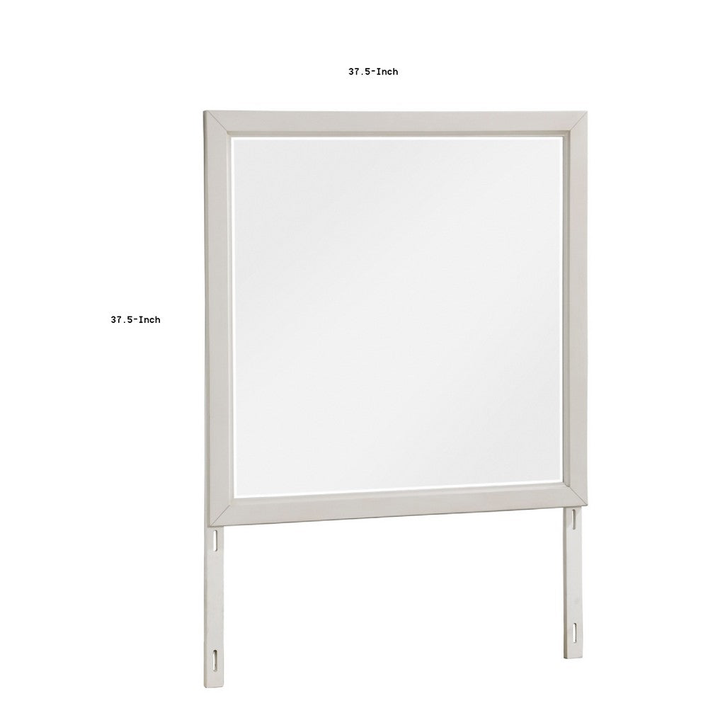 Flo 38x38 Square Dresser Mirror, Picture Frame Molding, Antique White - BM351974