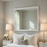 Flo 38x38 Square Dresser Mirror, Picture Frame Molding, Antique White - BM351974