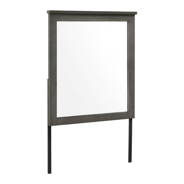 Nemy Dresser Mirror, 38x42 Rectangular Attachable Design, Rustic Gray Wood - BM351975